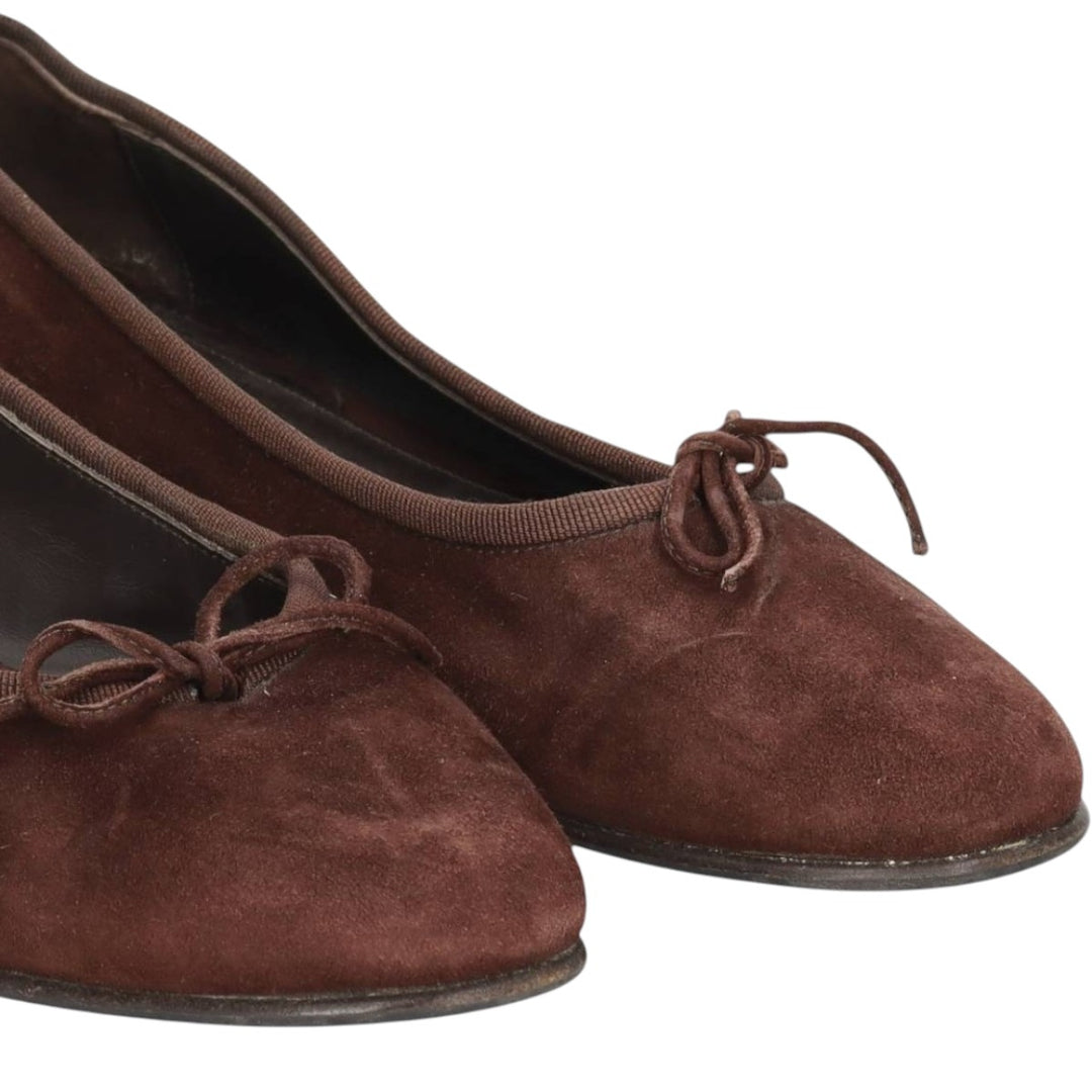 Convertini Suede Leather Ballet Flats, Made in Italy, Size 39 Women's 24.5cm Genuine Leather Suede brown type Vintage Second Hand
