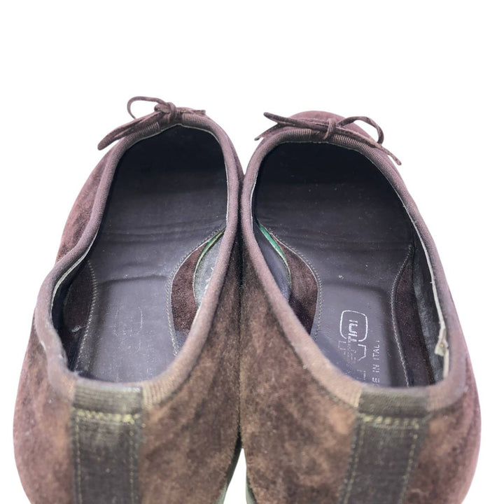 Convertini Suede Leather Ballet Flats, Made in Italy, Size 39 Women's 24.5cm Genuine Leather Suede brown type Vintage Second Hand