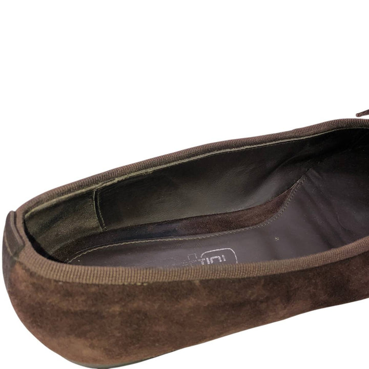 Convertini Suede Leather Ballet Flats, Made in Italy, Size 39 Women's 24.5cm Genuine Leather Suede brown type Vintage Second Hand