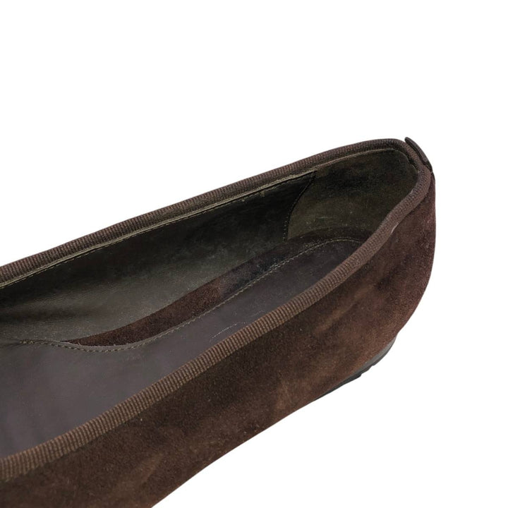 Convertini Suede Leather Ballet Flats, Made in Italy, Size 39 Women's 24.5cm Genuine Leather Suede brown type Vintage Second Hand