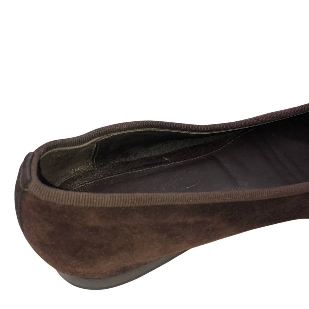 Convertini Suede Leather Ballet Flats, Made in Italy, Size 39 Women's 24.5cm Genuine Leather Suede brown type Vintage Second Hand