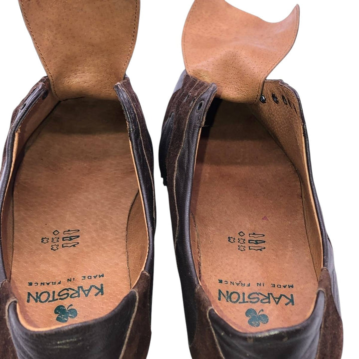 KARSTON plain toe shoes, made in France. Women's 25.0cm genuine leather brown type Vintage Second Hand