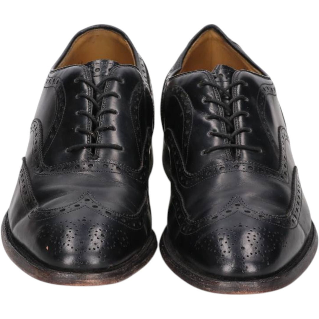 Johnston & Murphy Aristocraft Full Brogue Wingtip Shoes, Made in USA, Size 9 1/2 D/B Men's 27.5cm genuine leather black type Vintage Second Hand