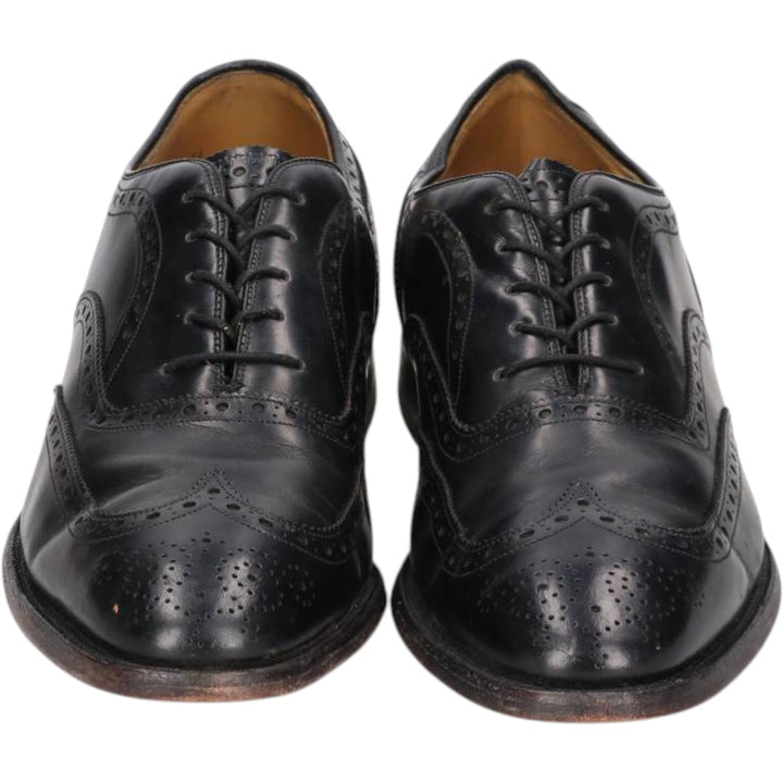 Johnston & Murphy Aristocraft Full Brogue Wingtip Shoes, Made in USA, Size 9 1/2 D/B Men's 27.5cm genuine leather black type Vintage Second Hand