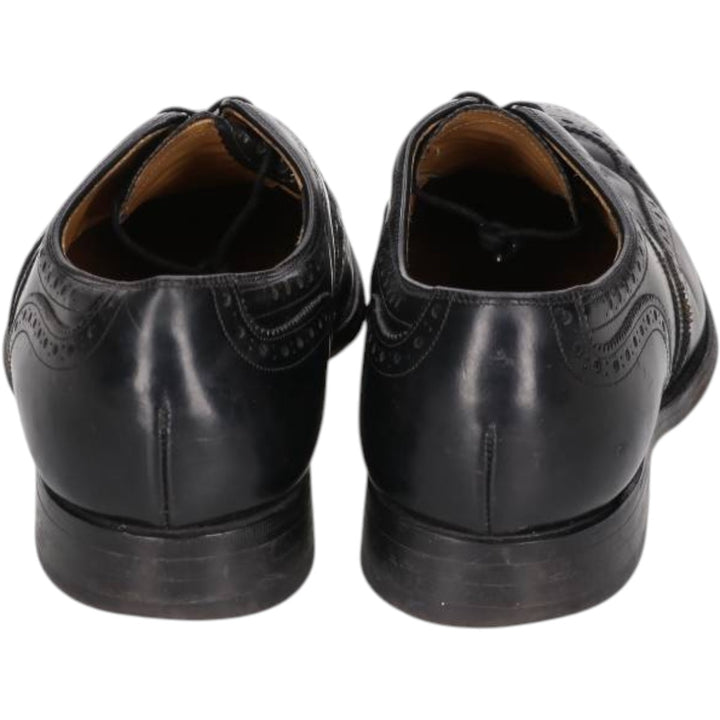 Johnston & Murphy Aristocraft Full Brogue Wingtip Shoes, Made in USA, Size 9 1/2 D/B Men's 27.5cm genuine leather black type Vintage Second Hand