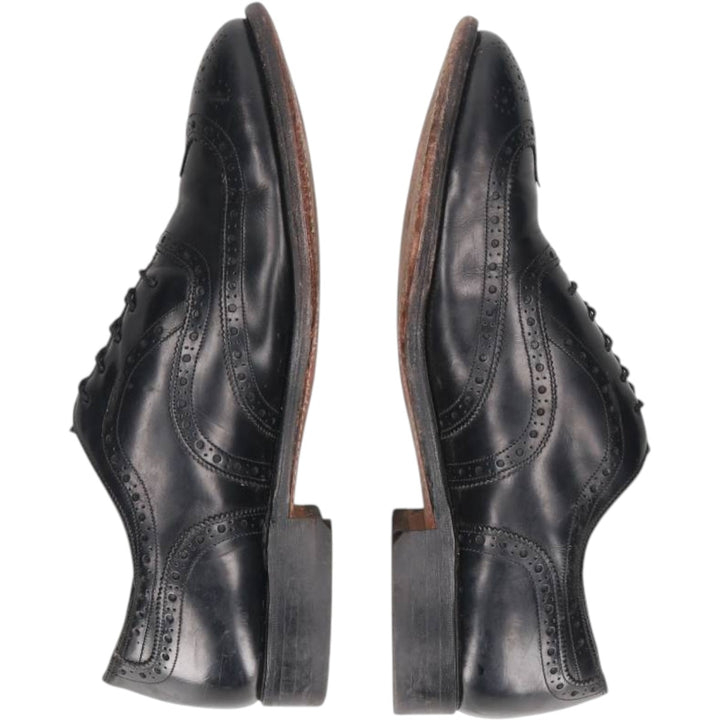 Johnston & Murphy Aristocraft Full Brogue Wingtip Shoes, Made in USA, Size 9 1/2 D/B Men's 27.5cm genuine leather black type Vintage Second Hand