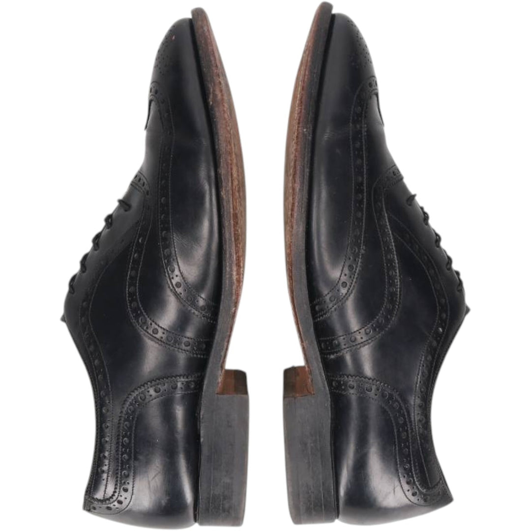 Johnston & Murphy Aristocraft Full Brogue Wingtip Shoes, Made in USA, Size 9 1/2 D/B Men's 27.5cm genuine leather black type Vintage Second Hand