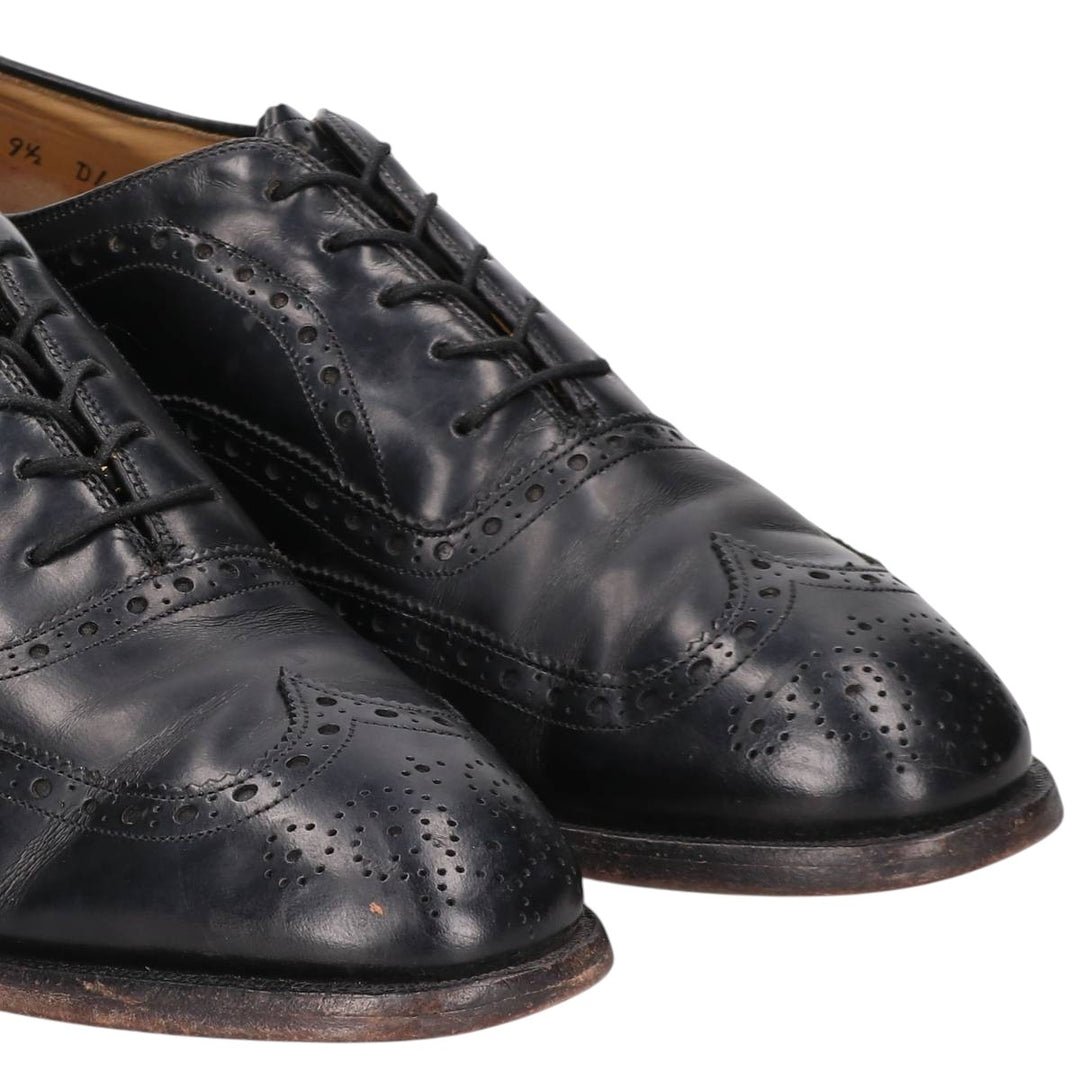 Johnston & Murphy Aristocraft Full Brogue Wingtip Shoes, Made in USA, Size 9 1/2 D/B Men's 27.5cm genuine leather black type Vintage Second Hand