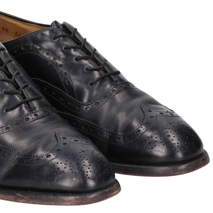 Johnston & Murphy Aristocraft Full Brogue Wingtip Shoes, Made in USA, Size 9 1/2 D/B Men's 27.5cm genuine leather black type Vintage Second Hand