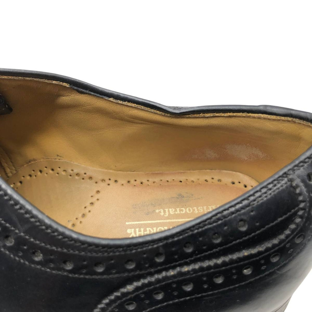 Johnston & Murphy Aristocraft Full Brogue Wingtip Shoes, Made in USA, Size 9 1/2 D/B Men's 27.5cm genuine leather black type Vintage Second Hand