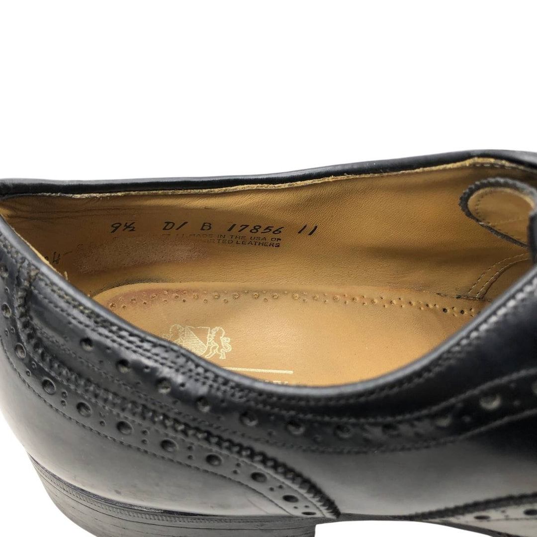 Johnston & Murphy Aristocraft Full Brogue Wingtip Shoes, Made in USA, Size 9 1/2 D/B Men's 27.5cm genuine leather black type Vintage Second Hand