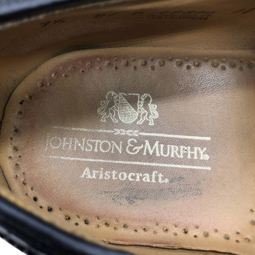 Johnston & Murphy Aristocraft Full Brogue Wingtip Shoes, Made in USA, Size 9 1/2 D/B Men's 27.5cm genuine leather black type Vintage Second Hand