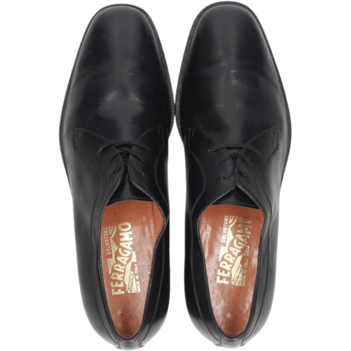 Salvatore Ferragamo plain toe shoes, made in Italy, size 7 1/2 D Men's 25.5cm genuine leather black type Vintage Second Hand