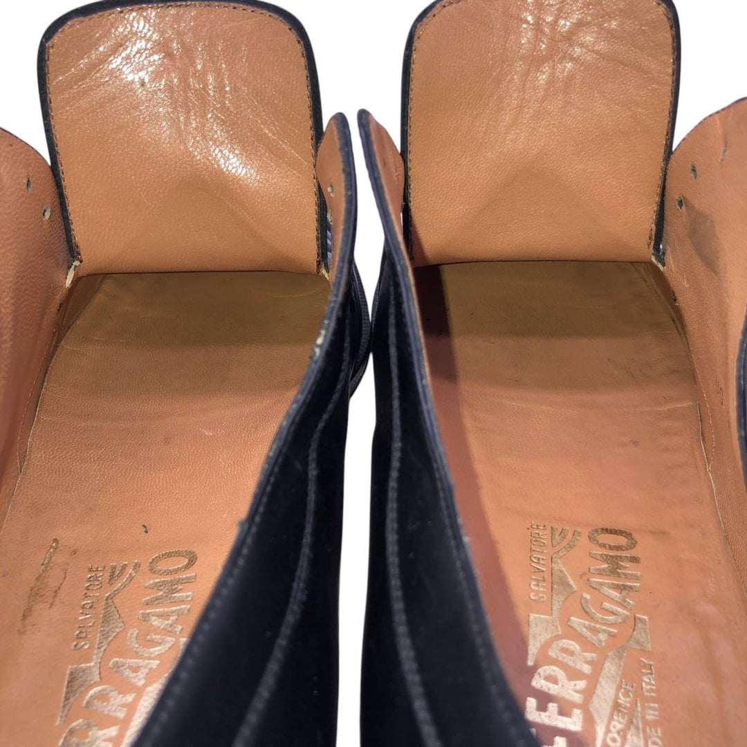 Salvatore Ferragamo plain toe shoes, made in Italy, size 7 1/2 D Men's 25.5cm genuine leather black type Vintage Second Hand