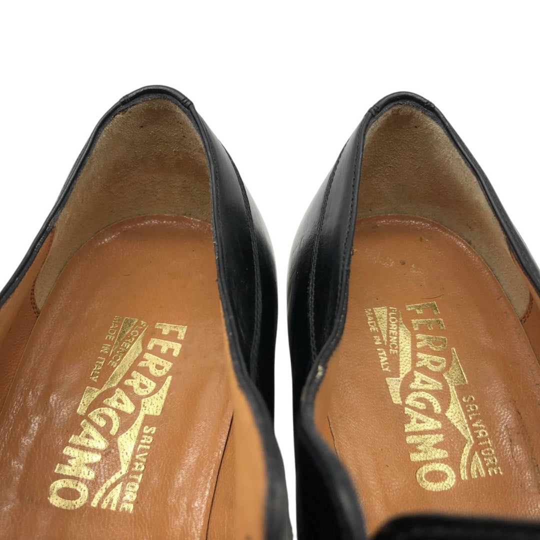 Salvatore Ferragamo plain toe shoes, made in Italy, size 7 1/2 D Men's 25.5cm genuine leather black type Vintage Second Hand