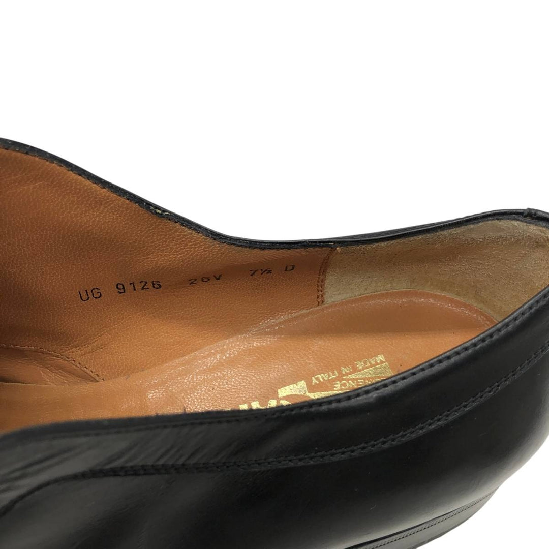 Salvatore Ferragamo plain toe shoes, made in Italy, size 7 1/2 D Men's 25.5cm genuine leather black type Vintage Second Hand