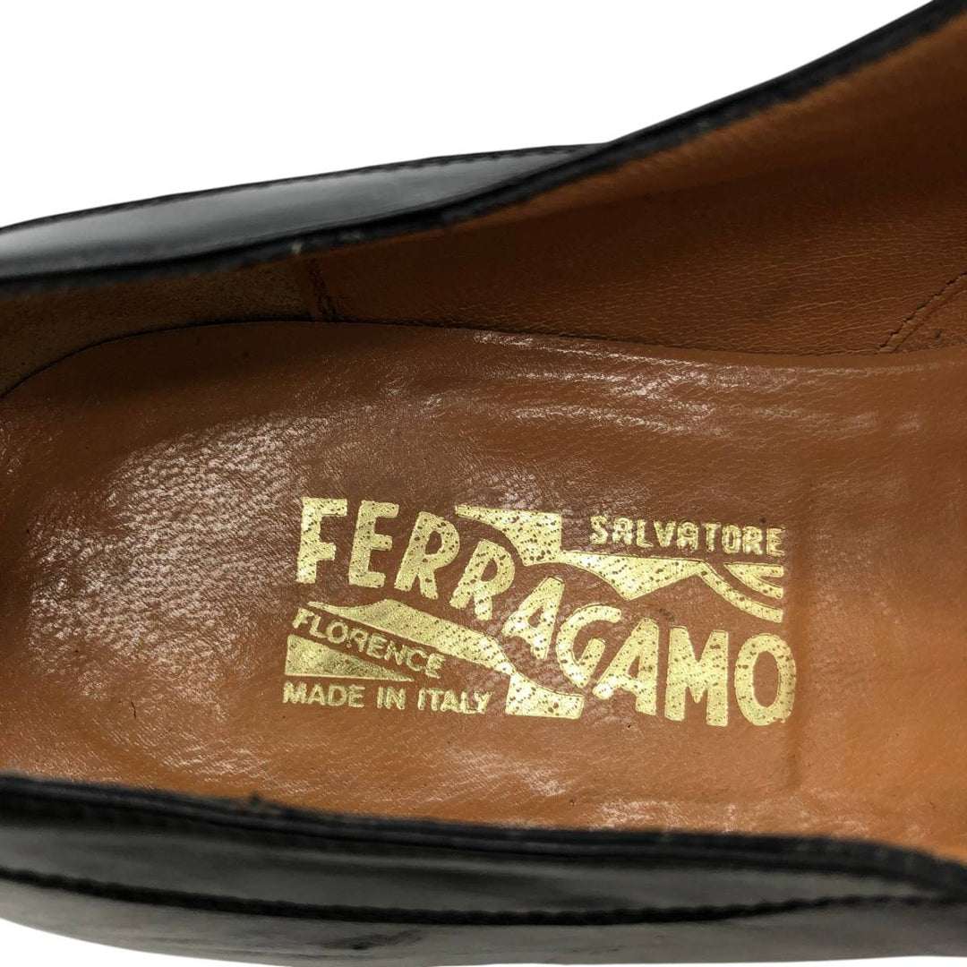 Salvatore Ferragamo plain toe shoes, made in Italy, size 7 1/2 D Men's 25.5cm genuine leather black type Vintage Second Hand