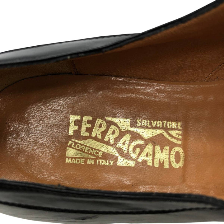 Salvatore Ferragamo plain toe shoes, made in Italy, size 7 1/2 D Men's 25.5cm genuine leather black type Vintage Second Hand