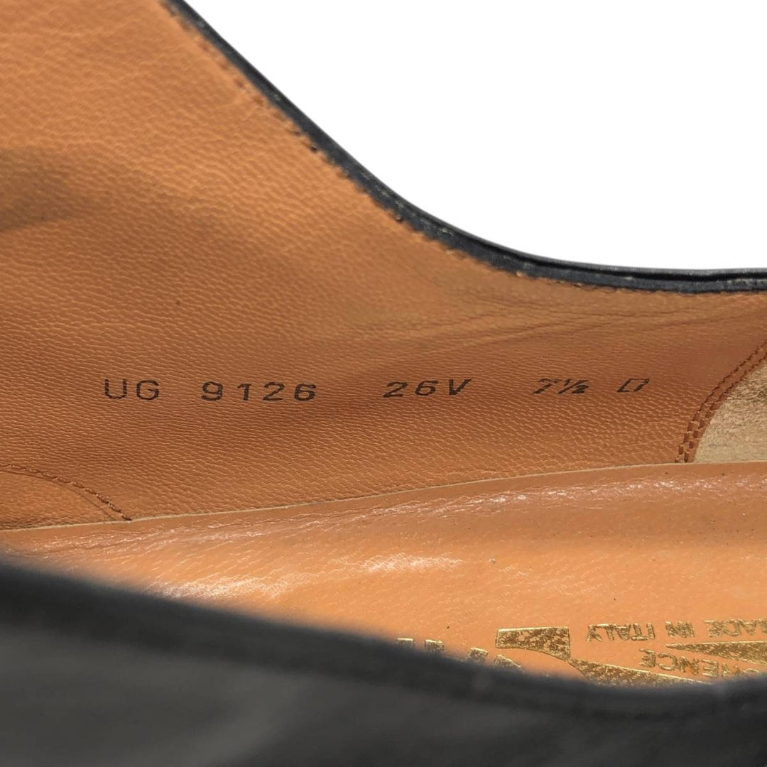 Salvatore Ferragamo plain toe shoes, made in Italy, size 7 1/2 D Men's 25.5cm genuine leather black type Vintage Second Hand