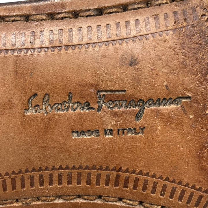 Salvatore Ferragamo plain toe shoes, made in Italy, size 7 1/2 D Men's 25.5cm genuine leather black type Vintage Second Hand
