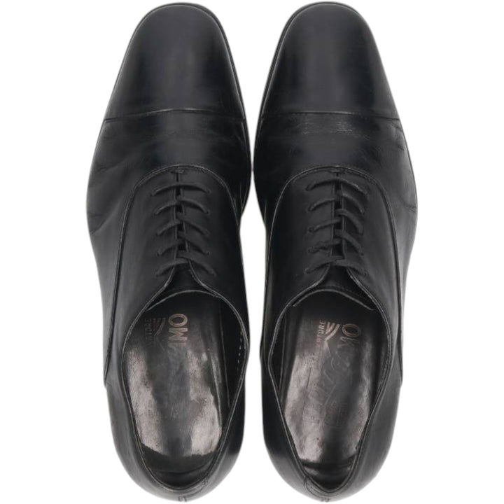 Salvatore Ferragamo straight-tip shoes, made in Italy, size 6 1/2 (3E). Men's 26.5cm genuine leather black type Vintage Second Hand