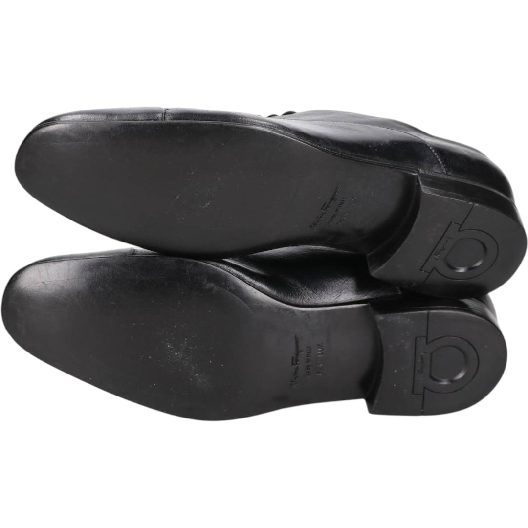 Salvatore Ferragamo straight-tip shoes, made in Italy, size 6 1/2 (3E). Men's 26.5cm genuine leather black type Vintage Second Hand