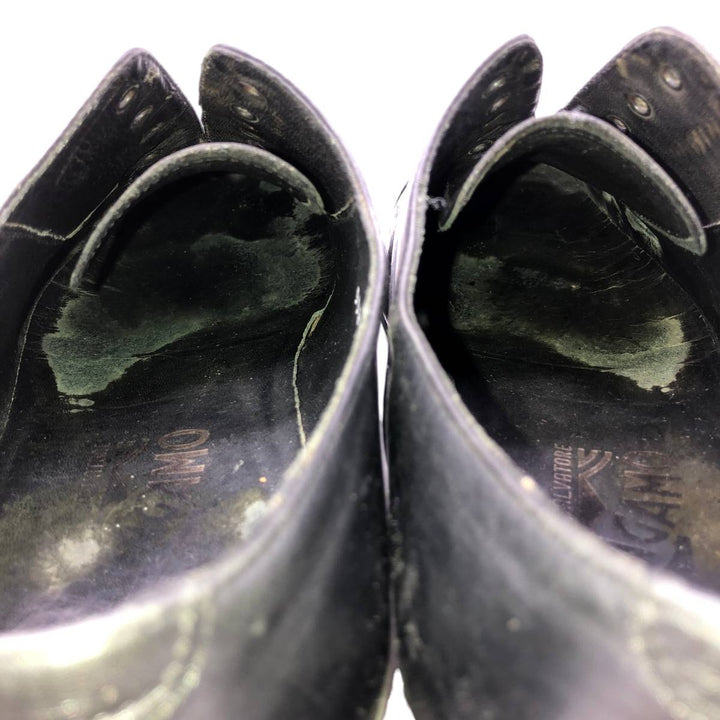 Salvatore Ferragamo straight-tip shoes, made in Italy, size 6 1/2 (3E). Men's 26.5cm genuine leather black type Vintage Second Hand
