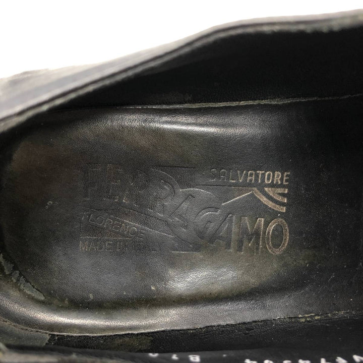 Salvatore Ferragamo straight-tip shoes, made in Italy, size 6 1/2 (3E). Men's 26.5cm genuine leather black type Vintage Second Hand