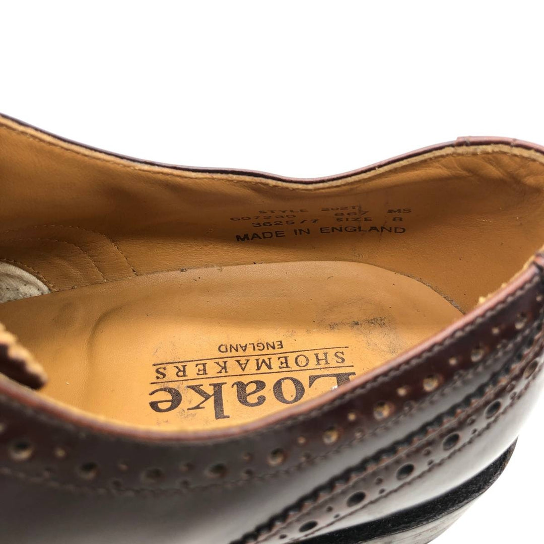 Loake full brogue wingtip shoes, made in England, size 8 (equivalent to men's 10.6 inches) /saa015327 Men's 27.0cm genuine leather brown type Vintage Second Hand