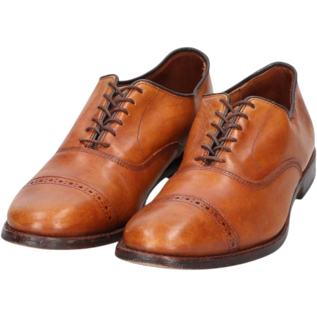 Allen Edmonds Fifth Avenue Semi-Brogue Straight Tip Shoes, Made in USA, Size 9 Men's 27.0cm genuine leather brown type Vintage Second Hand