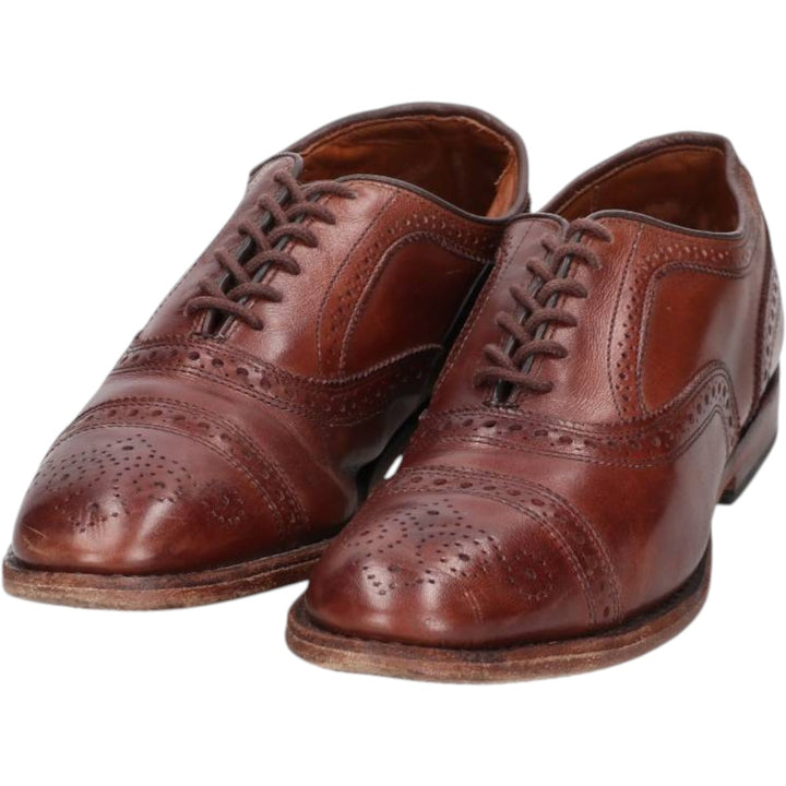 Allen Edmonds Strand Semi-Brogue Straight Tip Shoes, Size 7 1/2 Men's 25.5cm unclear brown type Vintage Second Hand