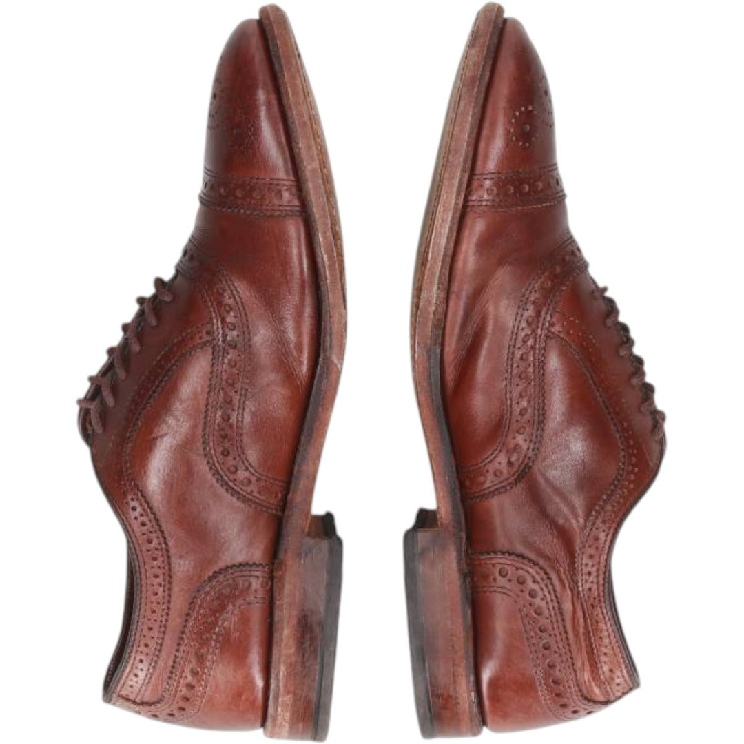 Allen Edmonds Strand Semi-Brogue Straight Tip Shoes, Size 7 1/2 Men's 25.5cm unclear brown type Vintage Second Hand