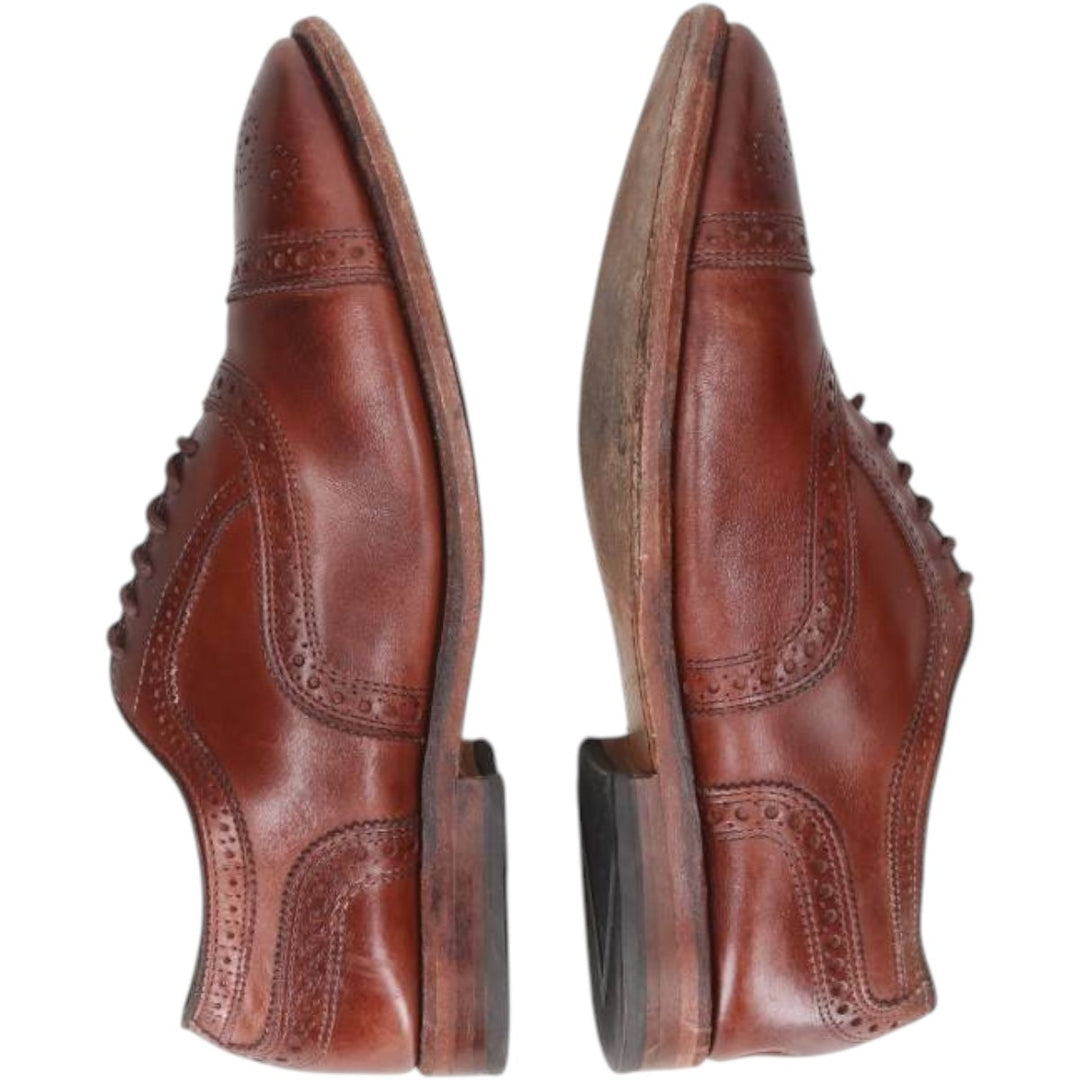 Allen Edmonds Strand Semi-Brogue Straight Tip Shoes, Size 7 1/2 Men's 25.5cm unclear brown type Vintage Second Hand