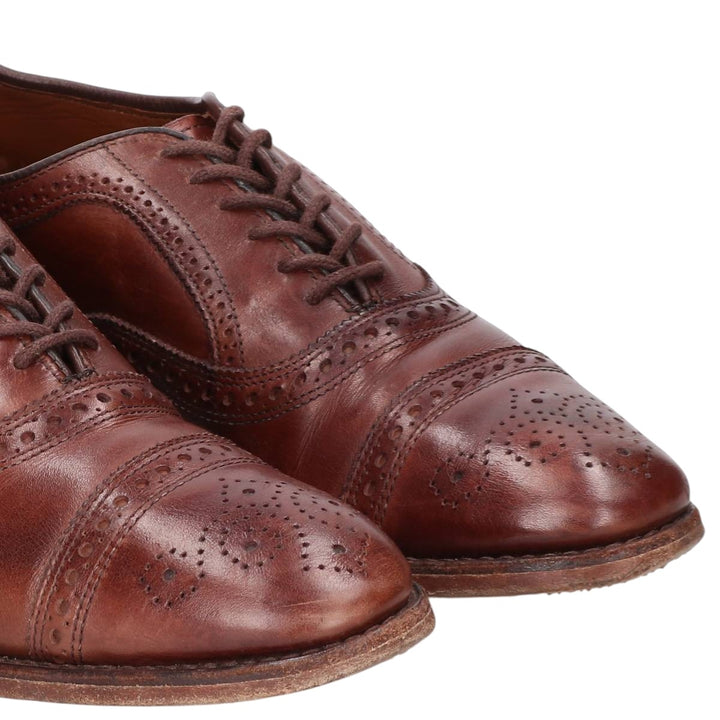 Allen Edmonds Strand Semi-Brogue Straight Tip Shoes, Size 7 1/2 Men's 25.5cm unclear brown type Vintage Second Hand