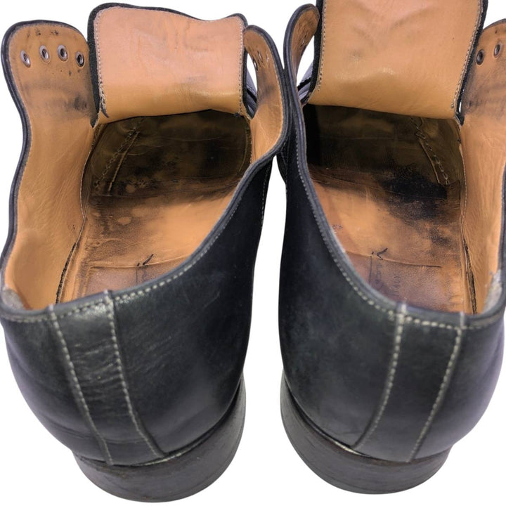 Santoni semi-brogue straight-tip shoes, made in Italy, size 8 D Men's 26.0cm unclear black type Vintage Second Hand