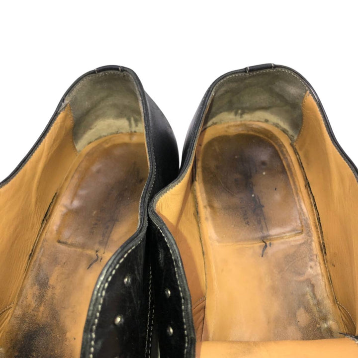 Santoni semi-brogue straight-tip shoes, made in Italy, size 8 D Men's 26.0cm unclear black type Vintage Second Hand