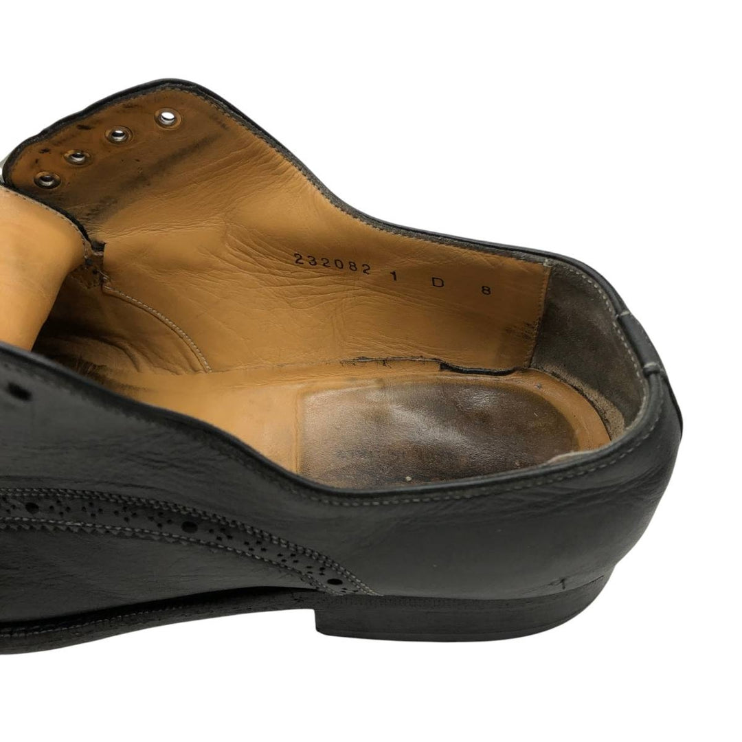 Santoni semi-brogue straight-tip shoes, made in Italy, size 8 D Men's 26.0cm unclear black type Vintage Second Hand