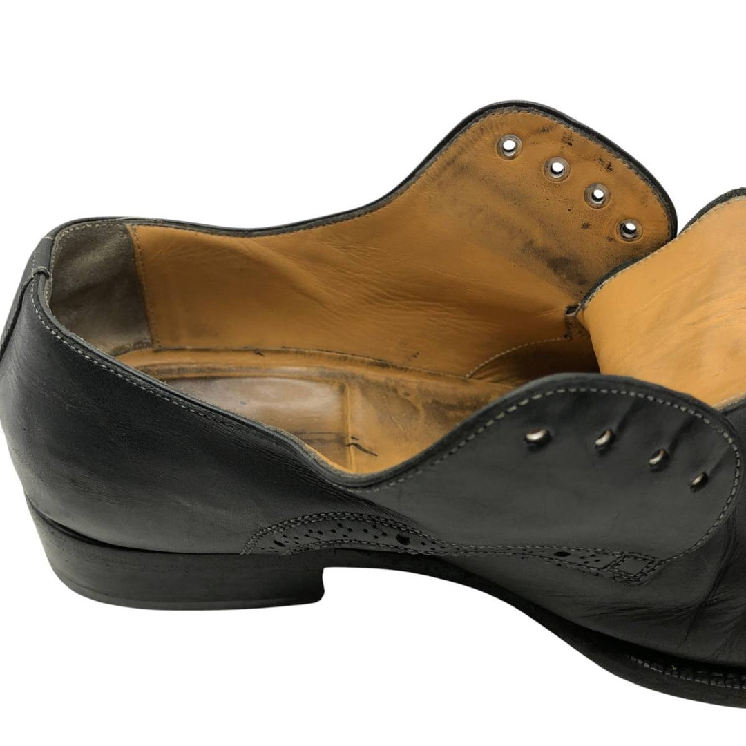 Santoni semi-brogue straight-tip shoes, made in Italy, size 8 D Men's 26.0cm unclear black type Vintage Second Hand