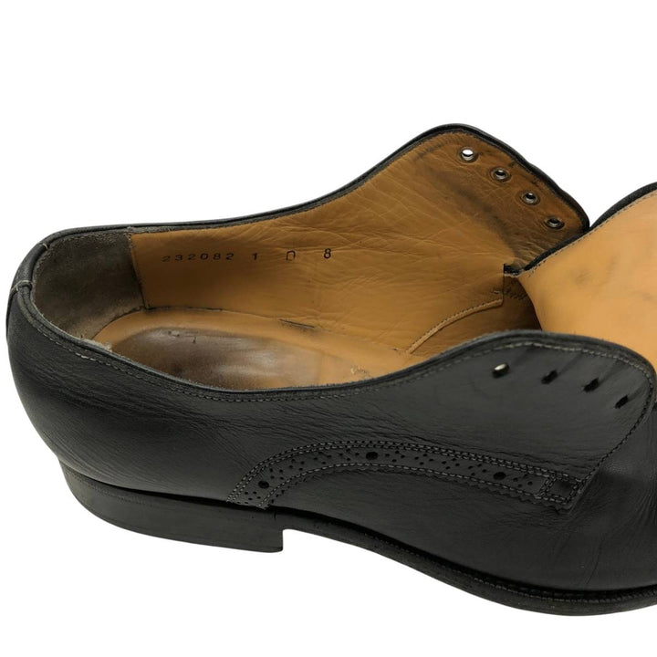 Santoni semi-brogue straight-tip shoes, made in Italy, size 8 D Men's 26.0cm unclear black type Vintage Second Hand