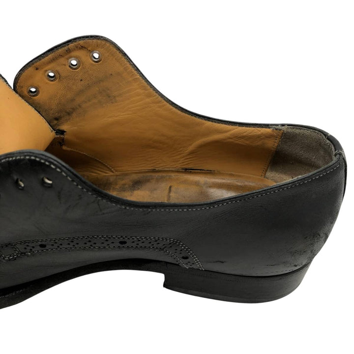 Santoni semi-brogue straight-tip shoes, made in Italy, size 8 D Men's 26.0cm unclear black type Vintage Second Hand