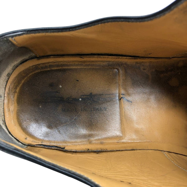 Santoni semi-brogue straight-tip shoes, made in Italy, size 8 D Men's 26.0cm unclear black type Vintage Second Hand