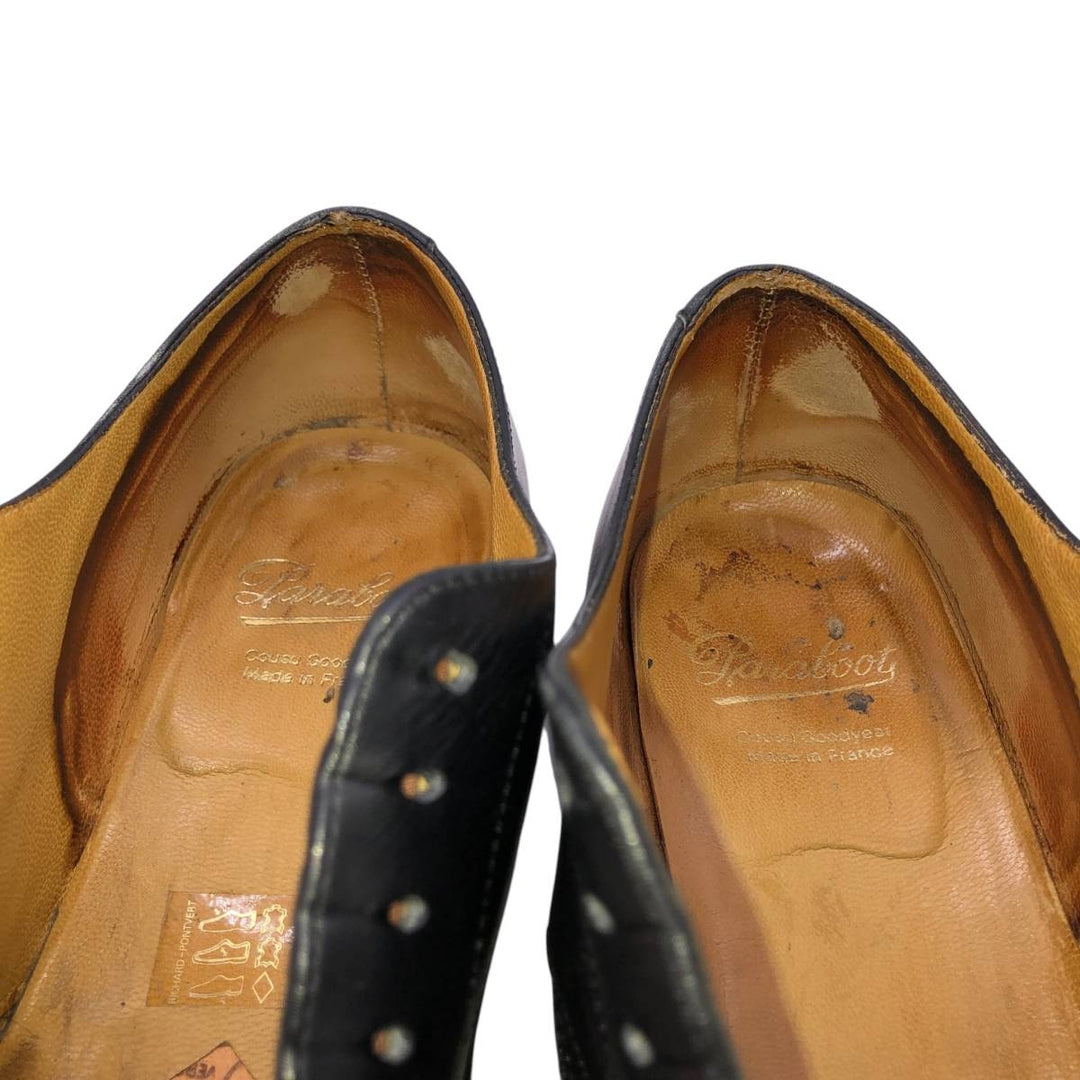 Paraboot ROUSSEAU U-tip shoes, made in France, size 7 1/2 Men's 25.5cm genuine leather black type Vintage Second Hand
