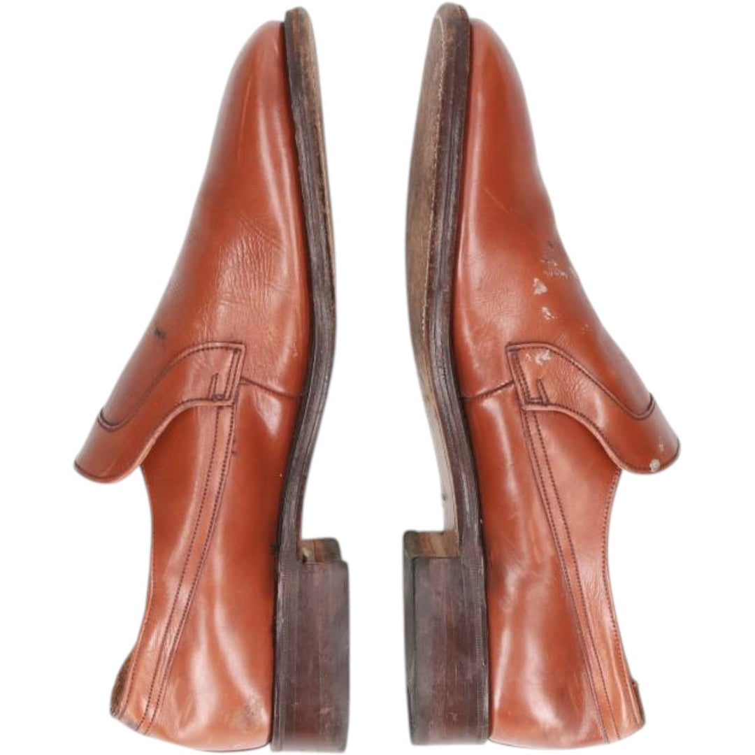 Loake Gatwick vamp loafers, made in England, size 7 EEE Men's 25.5cm genuine leather Camel type Vintage Second Hand