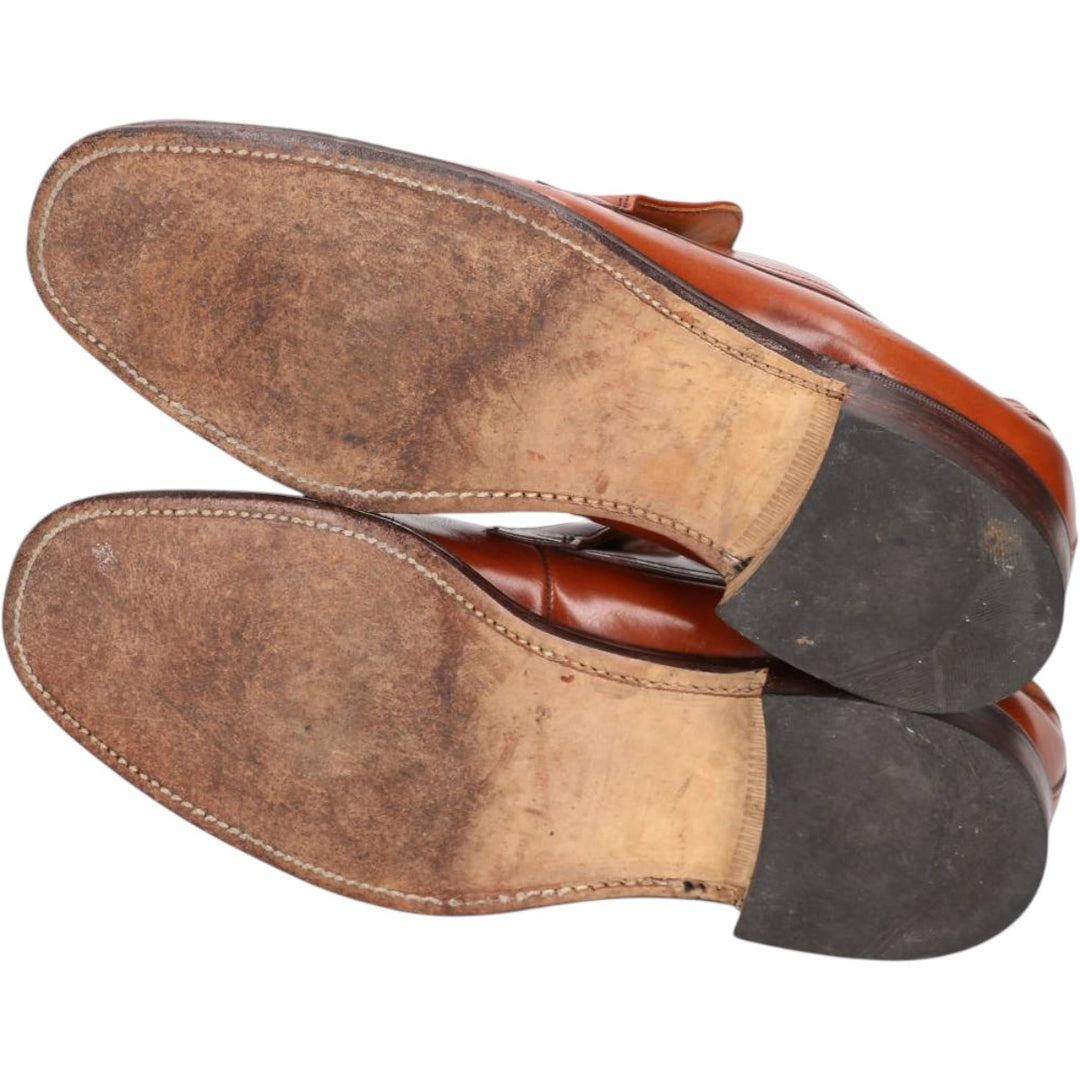 Loake Gatwick vamp loafers, made in England, size 7 EEE Men's 25.5cm genuine leather Camel type Vintage Second Hand