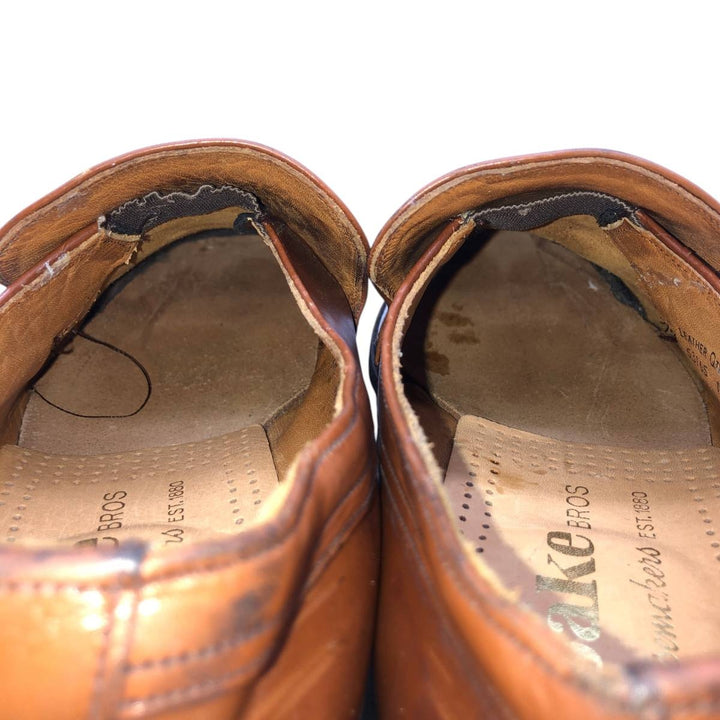 Loake Gatwick vamp loafers, made in England, size 7 EEE Men's 25.5cm genuine leather Camel type Vintage Second Hand
