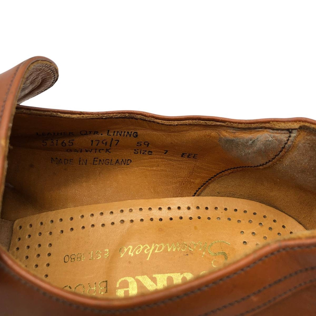 Loake Gatwick vamp loafers, made in England, size 7 EEE Men's 25.5cm genuine leather Camel type Vintage Second Hand