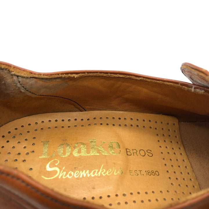 Loake Gatwick vamp loafers, made in England, size 7 EEE Men's 25.5cm genuine leather Camel type Vintage Second Hand