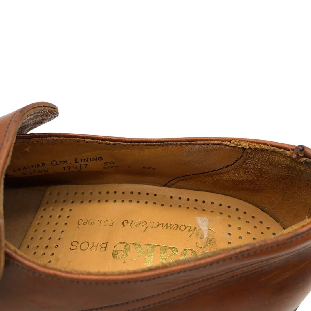 Loake Gatwick vamp loafers, made in England, size 7 EEE Men's 25.5cm genuine leather Camel type Vintage Second Hand