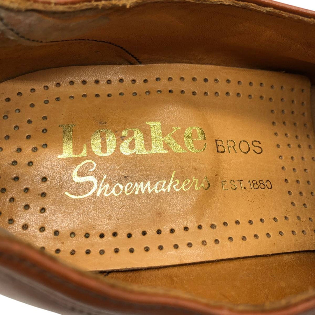 Loake Gatwick vamp loafers, made in England, size 7 EEE Men's 25.5cm genuine leather Camel type Vintage Second Hand
