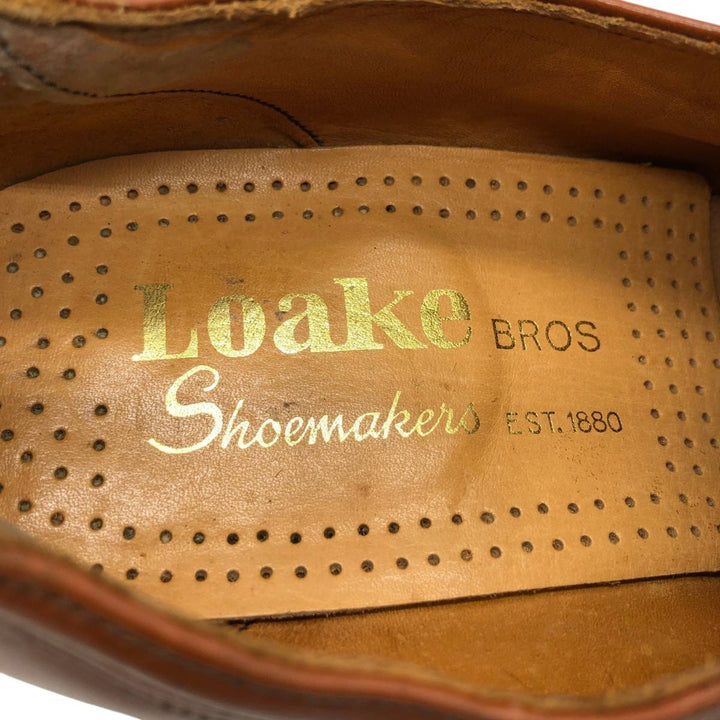 Loake Gatwick vamp loafers, made in England, size 7 EEE Men's 25.5cm genuine leather Camel type Vintage Second Hand